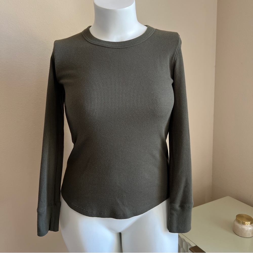GAP Dark Olive Green Ribbed Long Sleeve Top / Thermal Layer